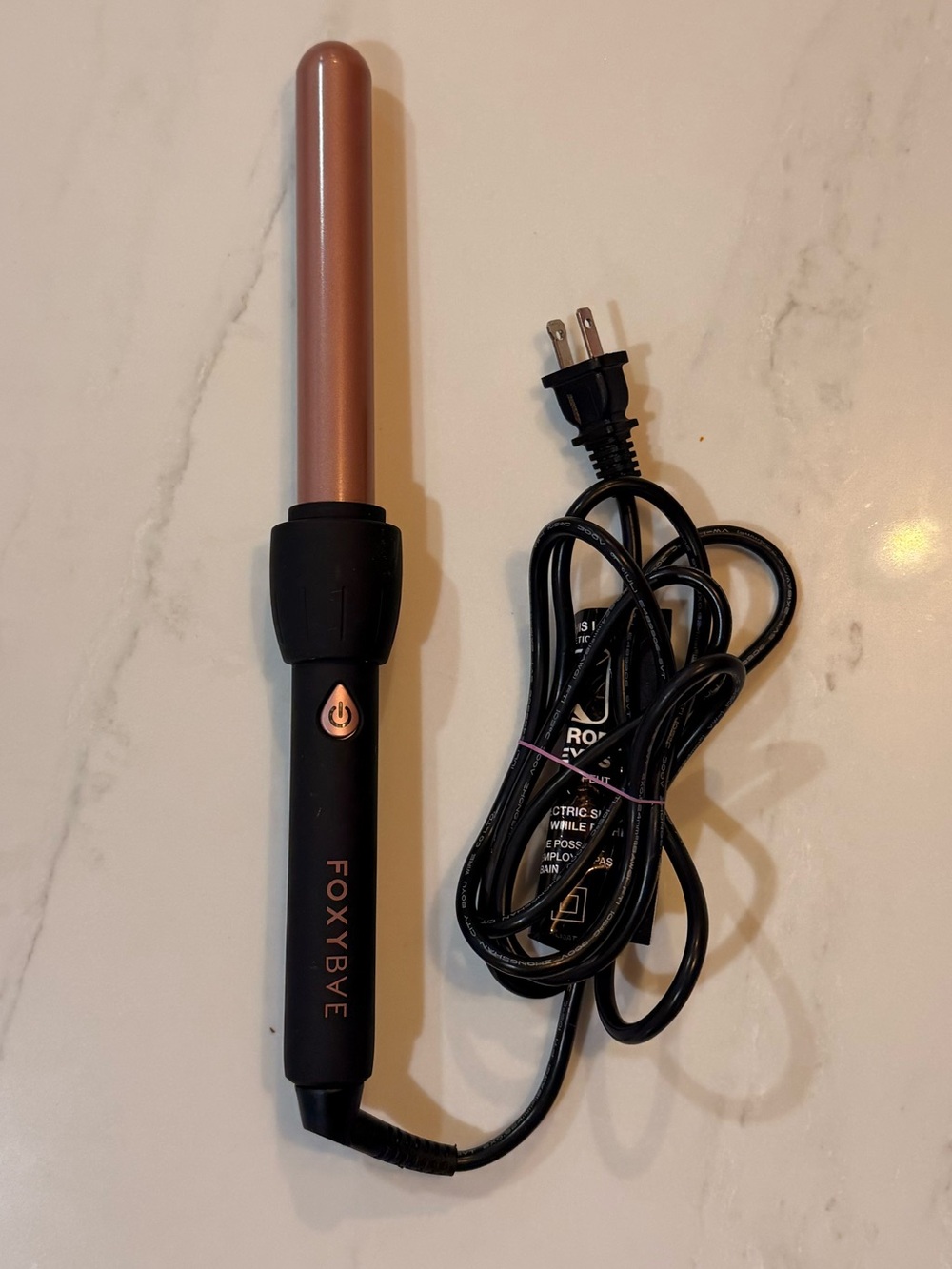 FOXYBAE EUC Rose Gold 1” Curling Wand - Black Handle